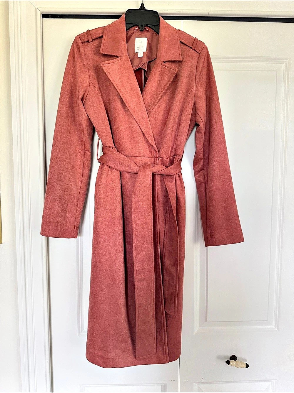 Lauren Conrad Trench Coat Polyester in Pink Size Small Like New